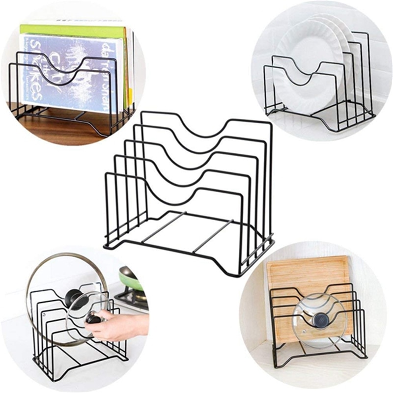 Pot Lid Rack Kitchen Organizer Dish Rrain Rack Spoon Holder Shelf Cutting Board Rack Pan Cover Stand Kitchen Accessories