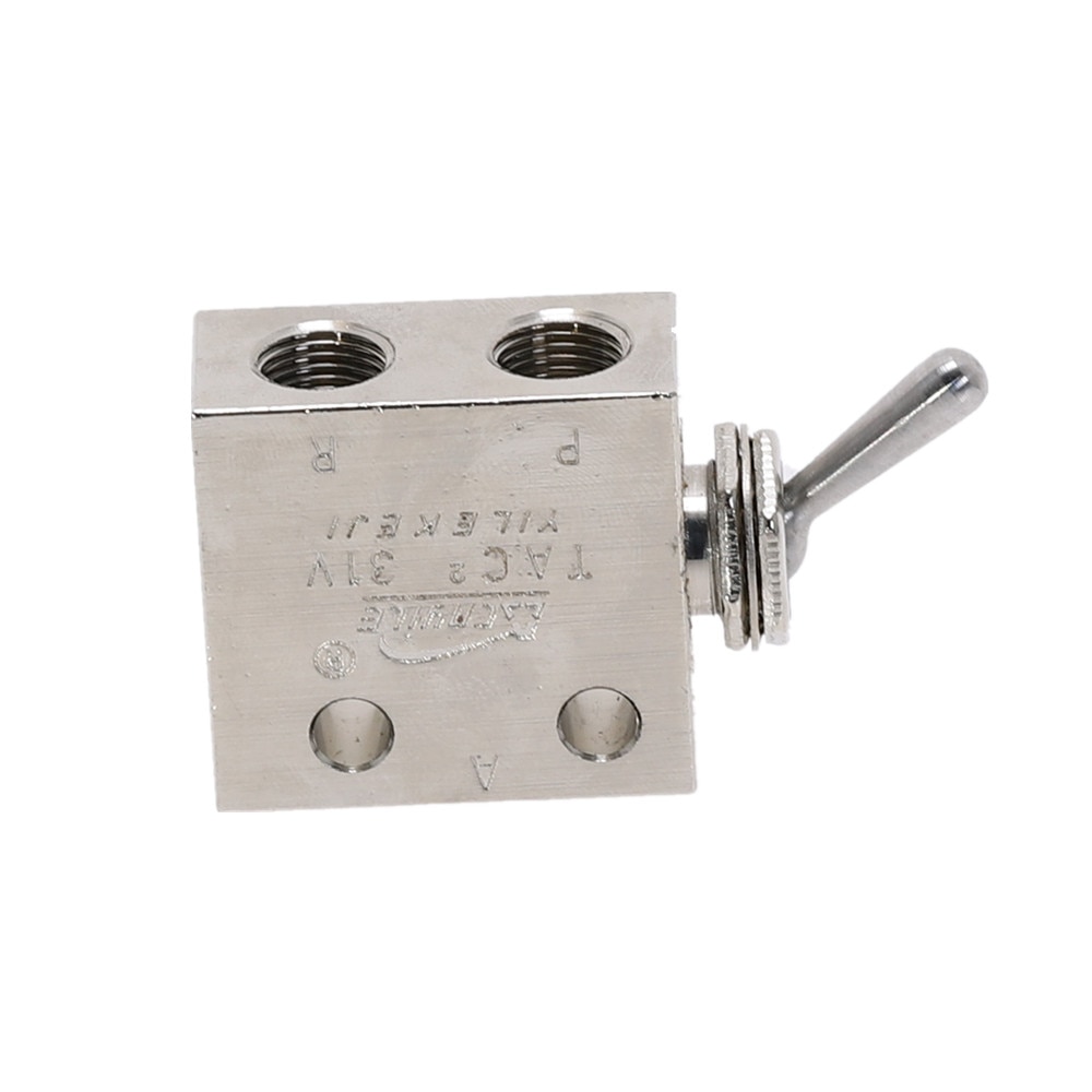 Mechanical Valve TAC2-31V 1/8"PT Thread 2 Position 3 Way Toggle Lever Air Pneumatic switch Valve w Fittings