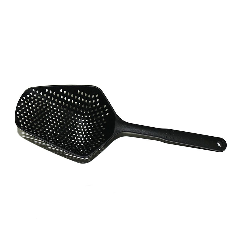 Unibird 34.5cm Long Handle Kitchen Shovel Plastic Pasta Scoop Strainer Colander for Spaghetti Noddle French Fries Colonder: Black