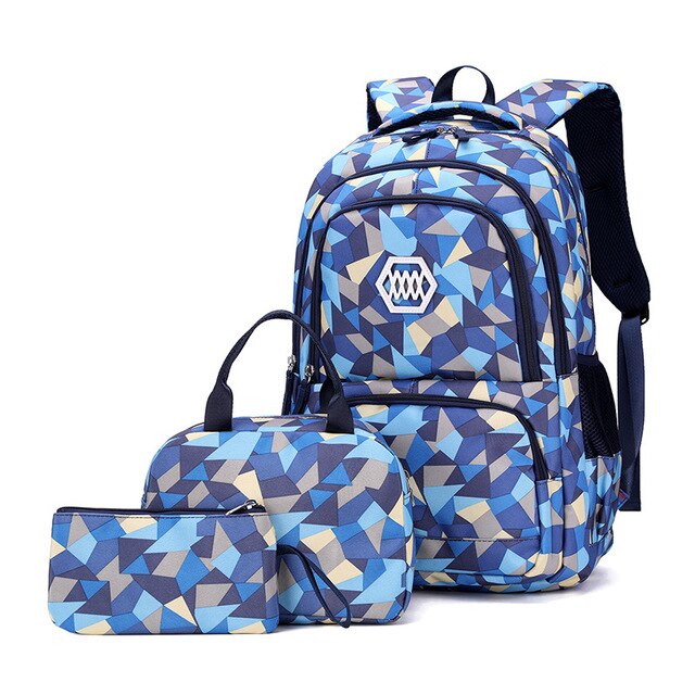 3 Stks/set Kinderen Schooltassen Meisjes Primaire Rugzak Kind School Backpcak Prinses Schooltassen Kids Mochilas Escolar: L blue