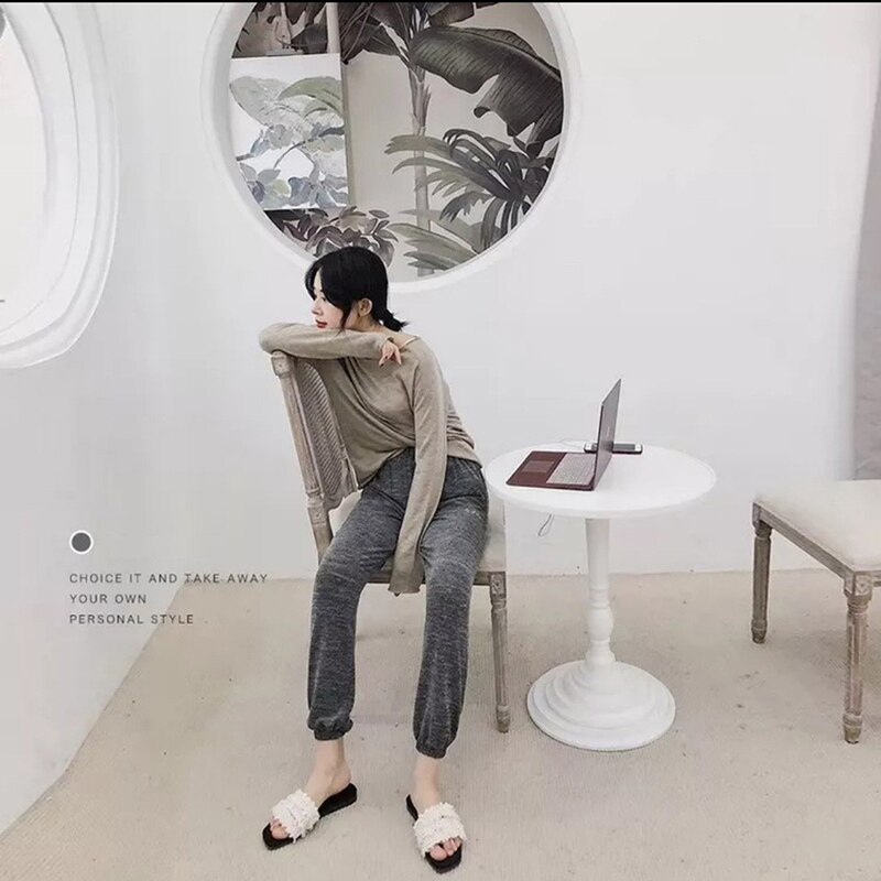 BZEL, pantalones de Casa de algodón para primavera y verano, pantalones de dormir informales para mujer, pantalones de Pijama liso, Pijama de cintura elástica para mujer, pantalones de talla grande