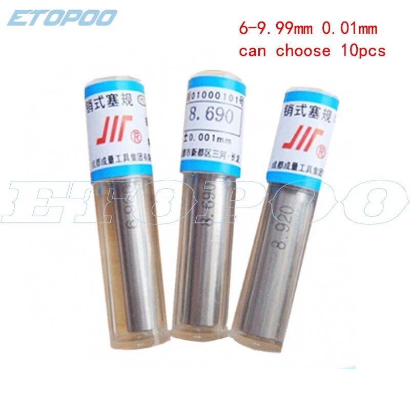 10 pz/lotto perno cilindrico calibro spina liscia calibro foro calibro 0.5-5.99mm 6-9.99mm passo 0.01mm spillo calibro strumento di misura