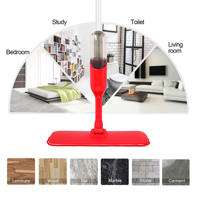 Cleanhome Spray Mop with 360 Degree Handle Mop Reusable Microfiber Pads for Home Kitchen Wooden Floor Ceramic Tiles Floor Tools