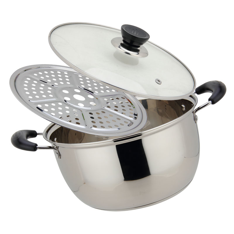 22/24CM Roestvrij Staal Voedsel Stoomboot Heater Koken Soeppan & Dampende Rack Verdikte Bodem Soeppan Voor Gas inductie Kookplaat