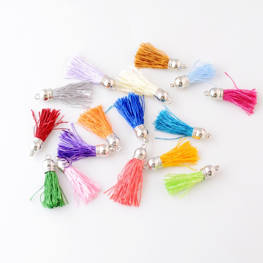 17 stuks 8 cm mini kwastjes hanger ​met touwlus, troddel