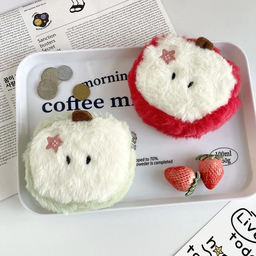 Kawaii Cartoon Mini Apple Plush Zero Wallet Girl Cute Plush Coin Wallet Key Storage Bag Children's Party