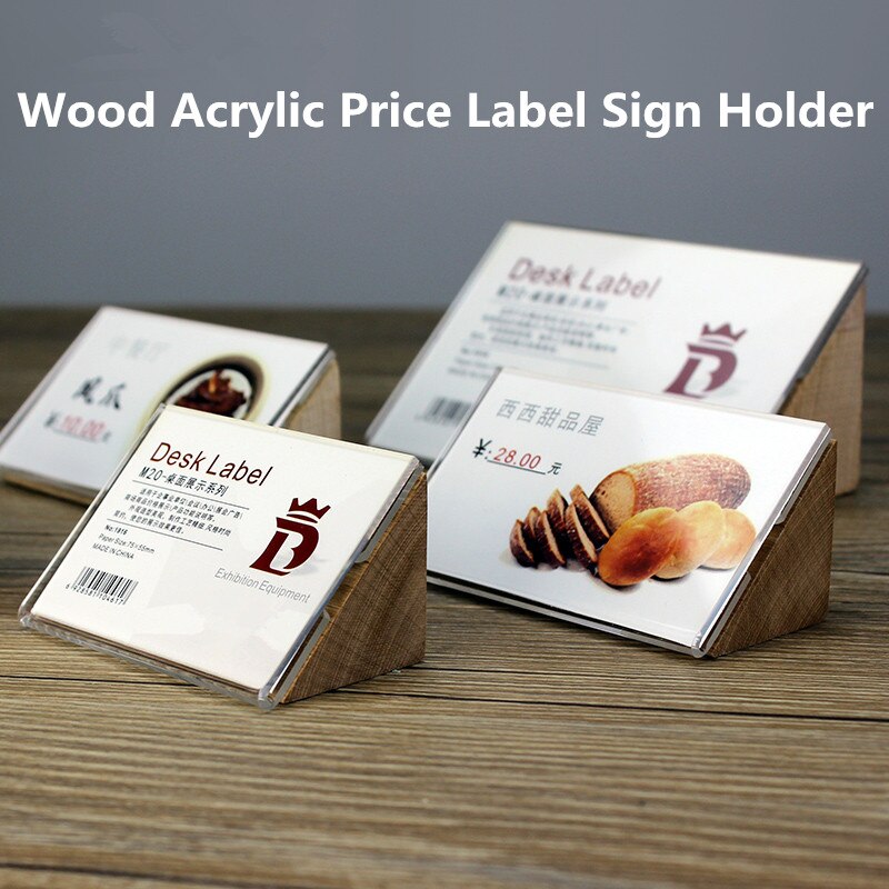 90*55mm akryl bordplater meny display stativ meny papirholder counter prisetikett display stativ: Skrå stil