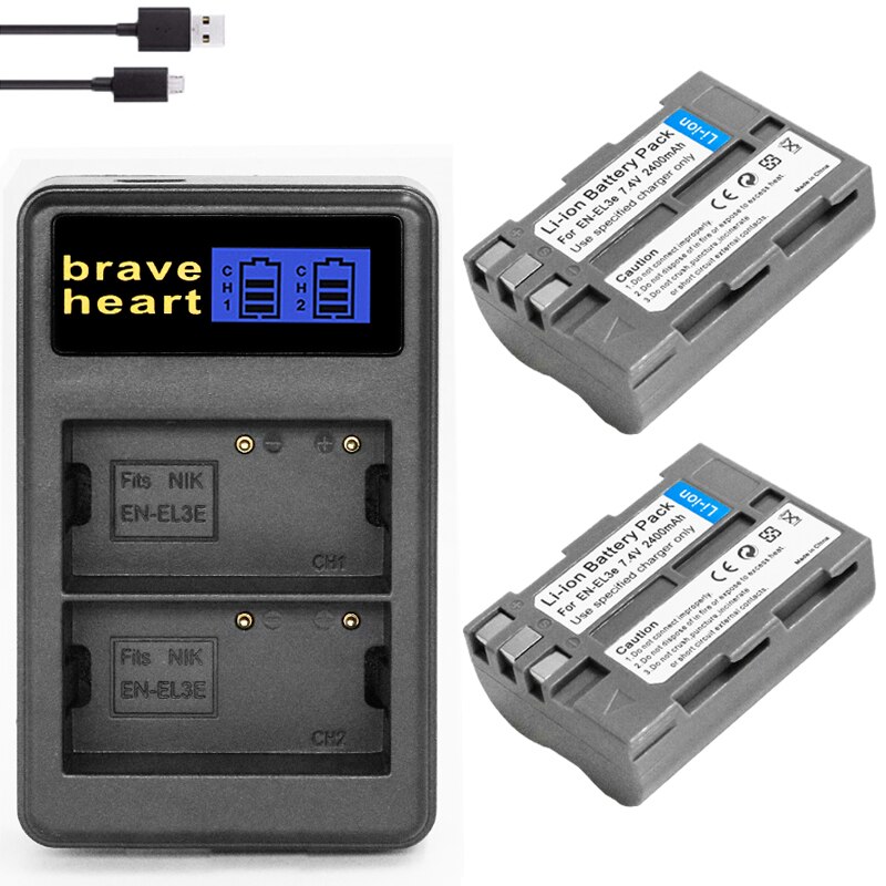 4PCS EN-EL3e EN EL3A EN EL3e Camera Battery For Nikon D30 D50 D70 D90 D70S D300 camera accessories: charger and 2battery