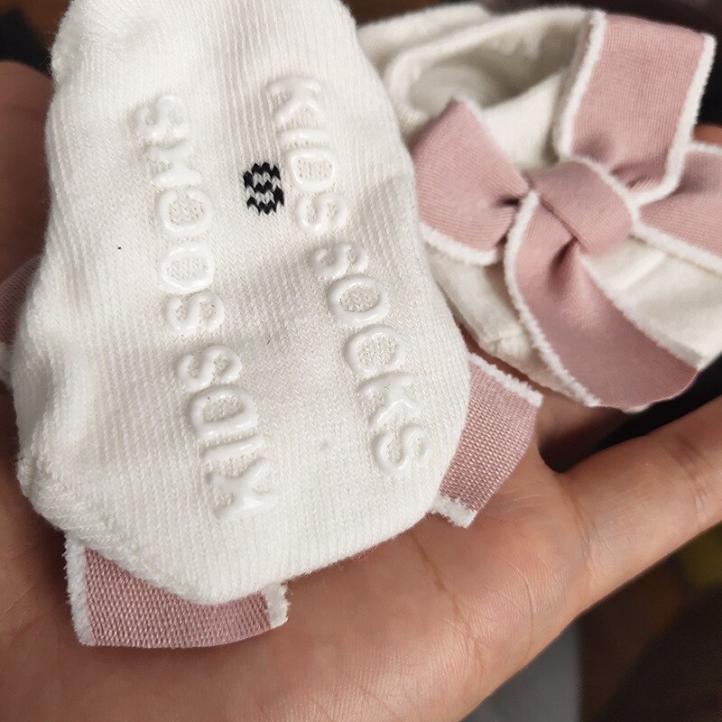 Baby Socks Big Bow Socks For Kids Floor Non-Slip Toddler Socks Girls White/pink Socks Newborn Infant Accessories 0-3Y