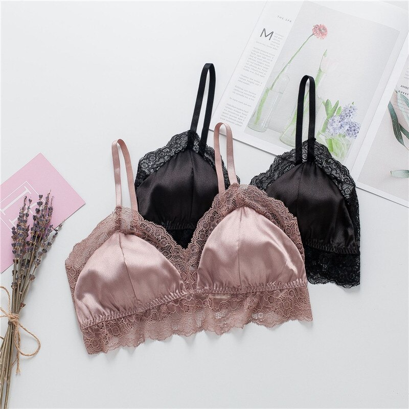 Birdsky, 1PC Women silk bra brassiere lace thin breast top detachable pad wire rimless no formaldehyde, 100% mulberry silk.OR-76