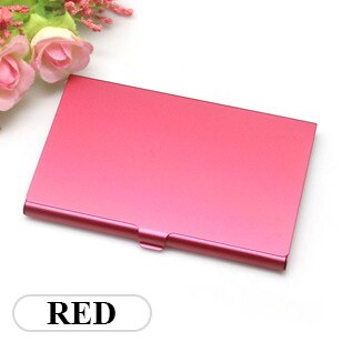 Kleurrijke roestvrijstalen kaarthouder, creditcardhouder van metaal, visitekaartjesdoos van zilverkleurig aluminium, visitekaartjesdoos van metaal: Rood