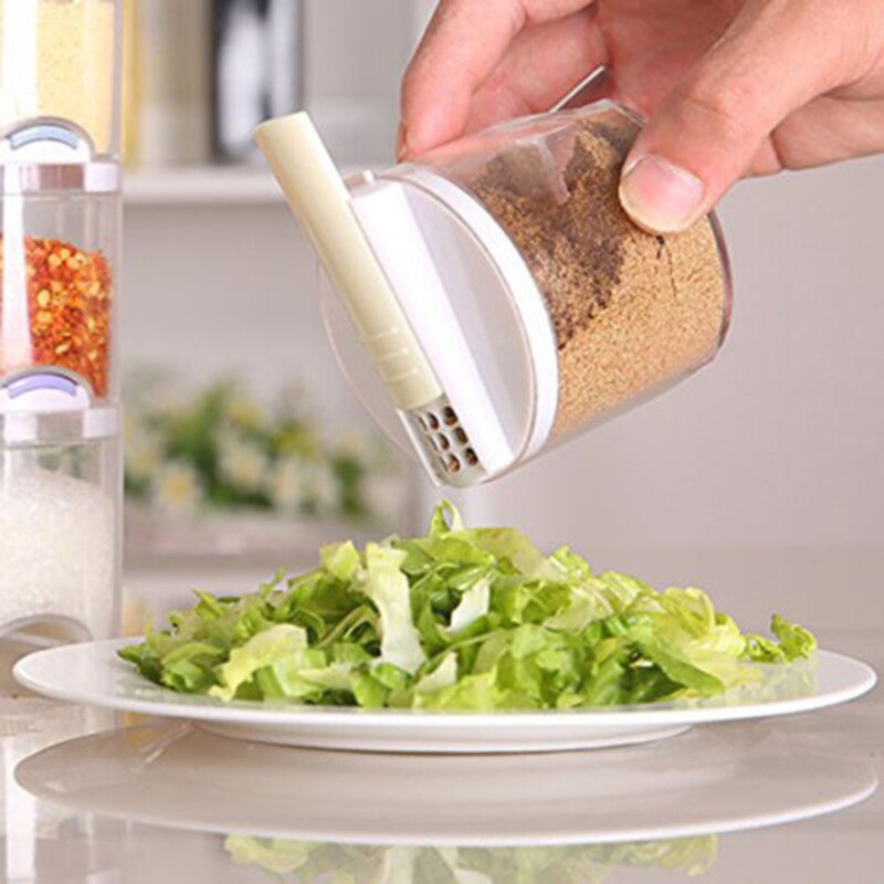 5 st / uppsättning transparent stapelbar kryddburk kök socker salt peppar krydda rack set