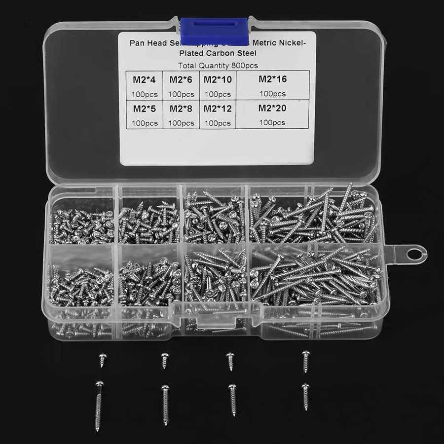 screw thread repair thread repair kit 800pcs M2 Drive Pan Self-Tapping Screws Woodworking Fastener with Box
