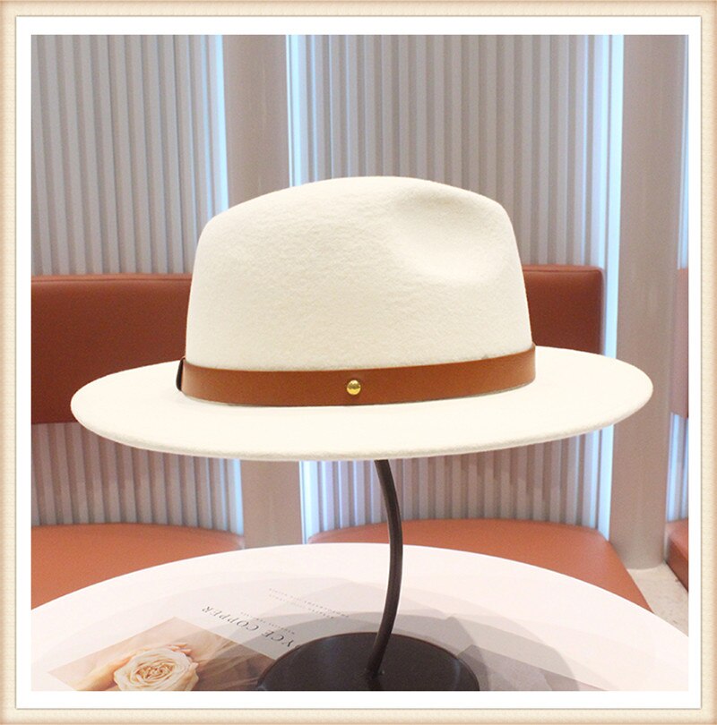 Nao – ceinture en laine blanche pour hommes et femmes, chapeau fedora classique, pour loisirs, panama, jazz,