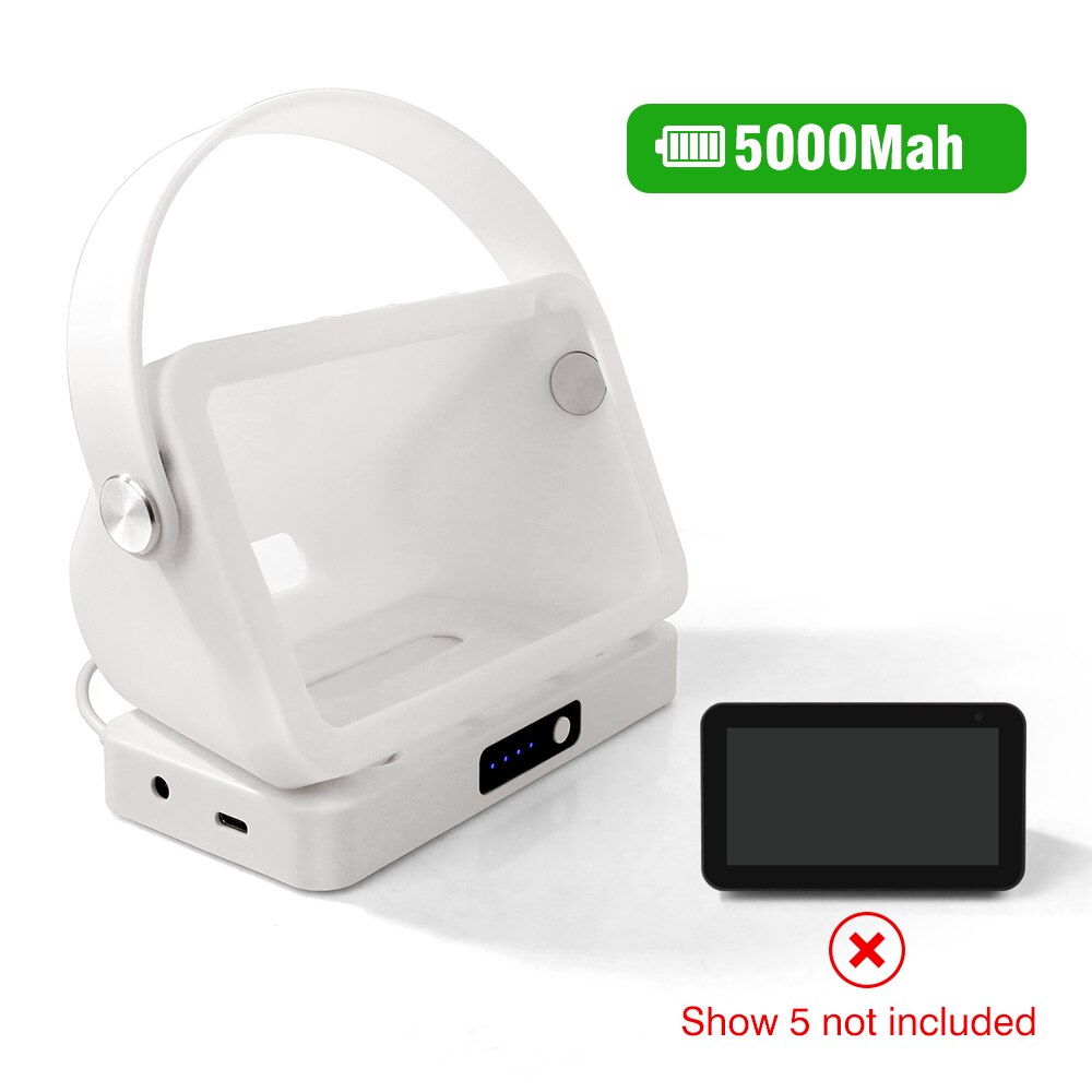 Echo Show 5 Battery Stand Portable Wireless Charger Power Bank Smart Display Speaker Battery Base for Echo Show 5 Desktop Stand: Sh5 5000mAh White