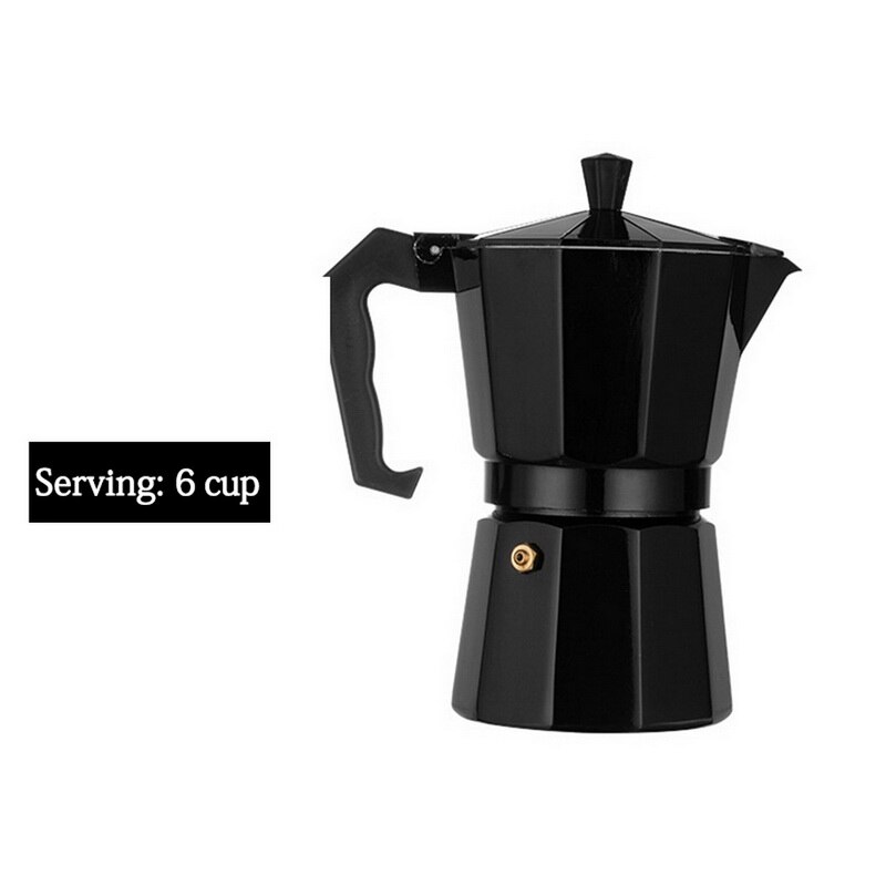 Geiser Koffie Makers 304 Rvs Expresso Inductie Cafetera Koffie Moka Pot Machine Kachel Top: 6cups blzck