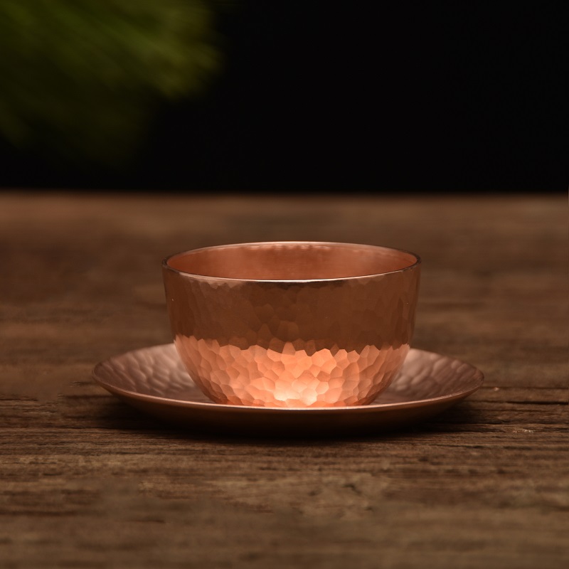 1pc Handmade thickened pure copper water tea wine espresso cup with copper dishes Anti-scalding handle: no handle
