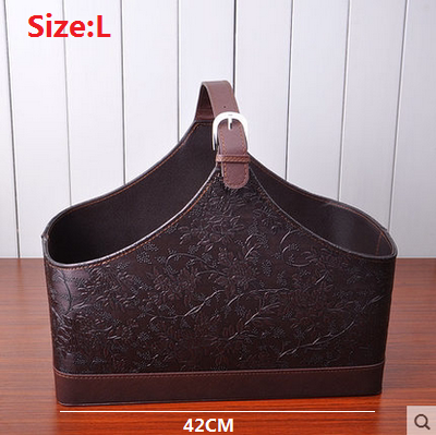 Förvaringskorg i imiterat pu-läder, bärbar förvaringskorg för frukt: Choklad