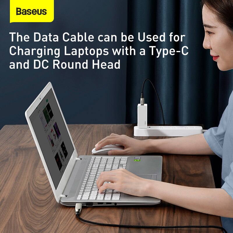 Baseus 100W Usb C Naar Dc Power Kabel Usb C Naar C Ronde/Vierkante Dc Voeding Snelle charger Cable Voor Laptop Tablet Hub Datakabel