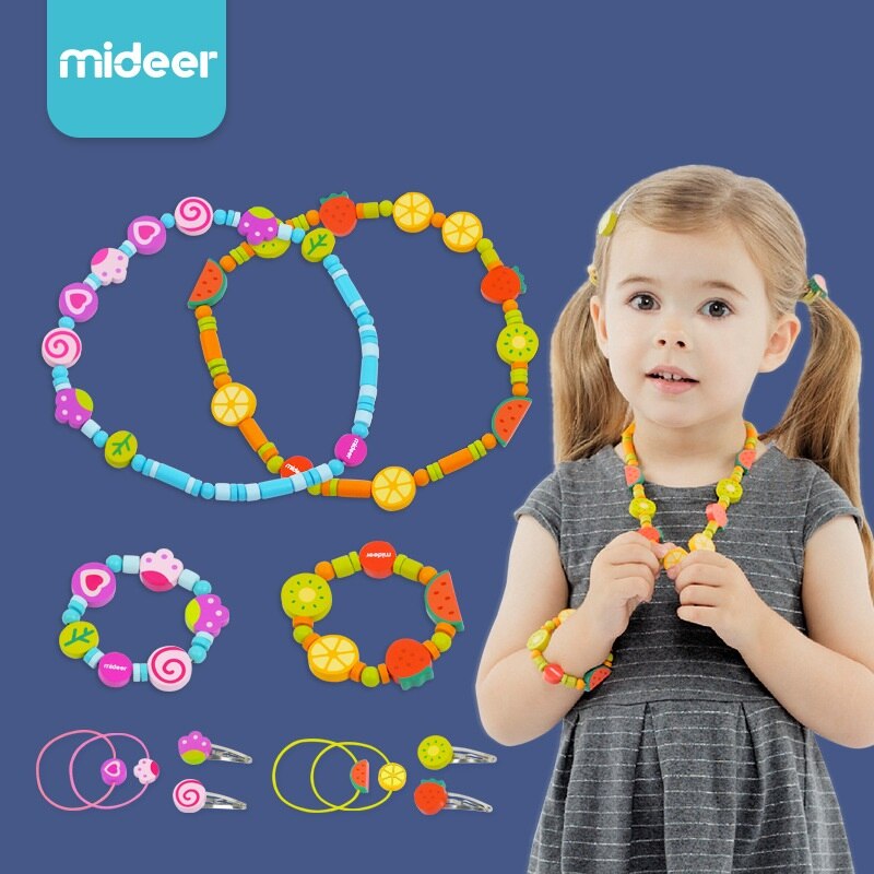 Jouet pour enfants collier fille jouer maison en bois ensemble de bijoux Simulation en bois collier ensemble épingle à cheveux enfants cheveux cravate Bracelet