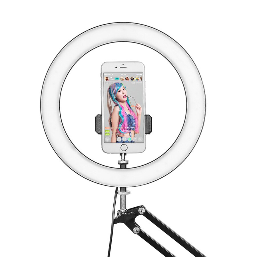 MAMEN Dimmerabile 10 pollici Selfie Led Anello di luce Video Fotografia In Studio di Illuminazione con il Desktop Da Tavolo Supporto Del Supporto Del Telefono Per Youtube Live