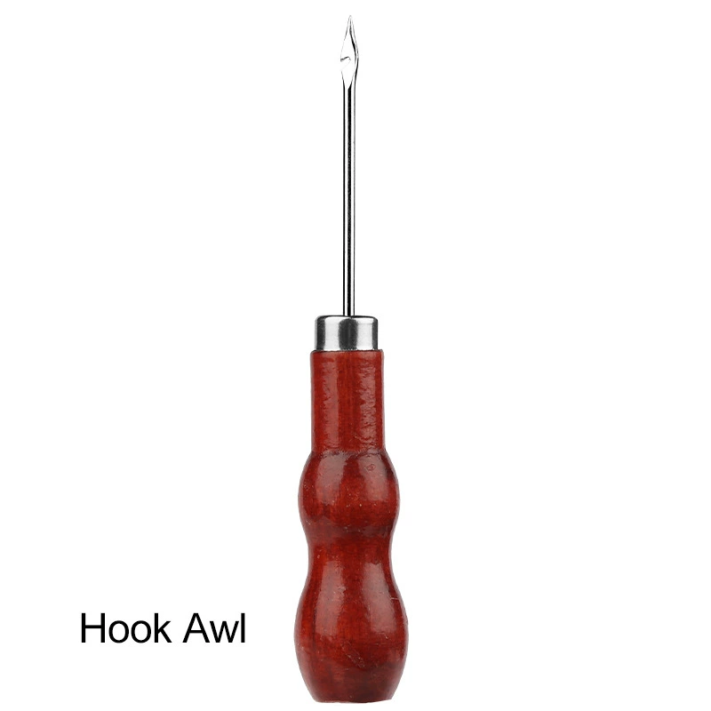Punzón de costura con mango de madera, herramienta de punzón para rascar, punzonado para bolsa de cuero, herramienta de reparación de zapatos de costura hecha a mano, 1 ud.: Azul oscuro