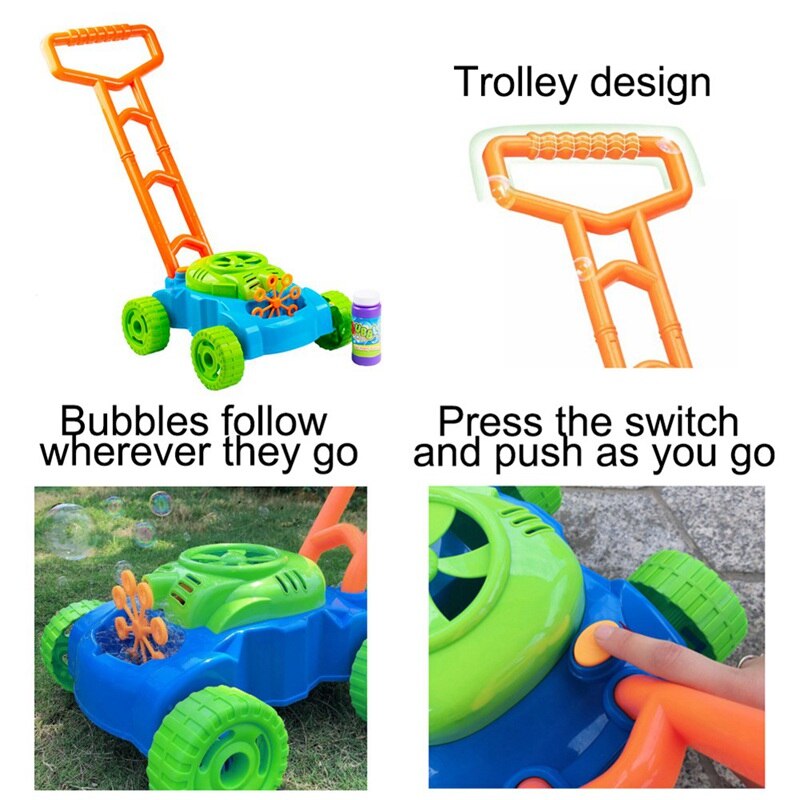 Kinderen Elektronische Hand Push Bubble Auto Bubble Grasmaaier Outdoor Speelgoed Wandelaar Push Speelgoed Voor Kinderen Zomer Speelgoed