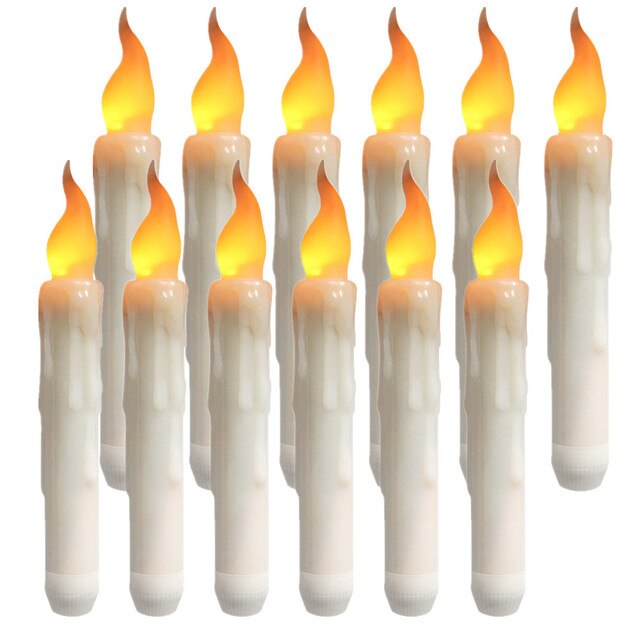 12/24pz portato candele coniche senza fiamma 6.5 &quot;candela affusolata alta a batteria candelieri portatili a fiamma tremolante bianco caldo: 12 pezzi