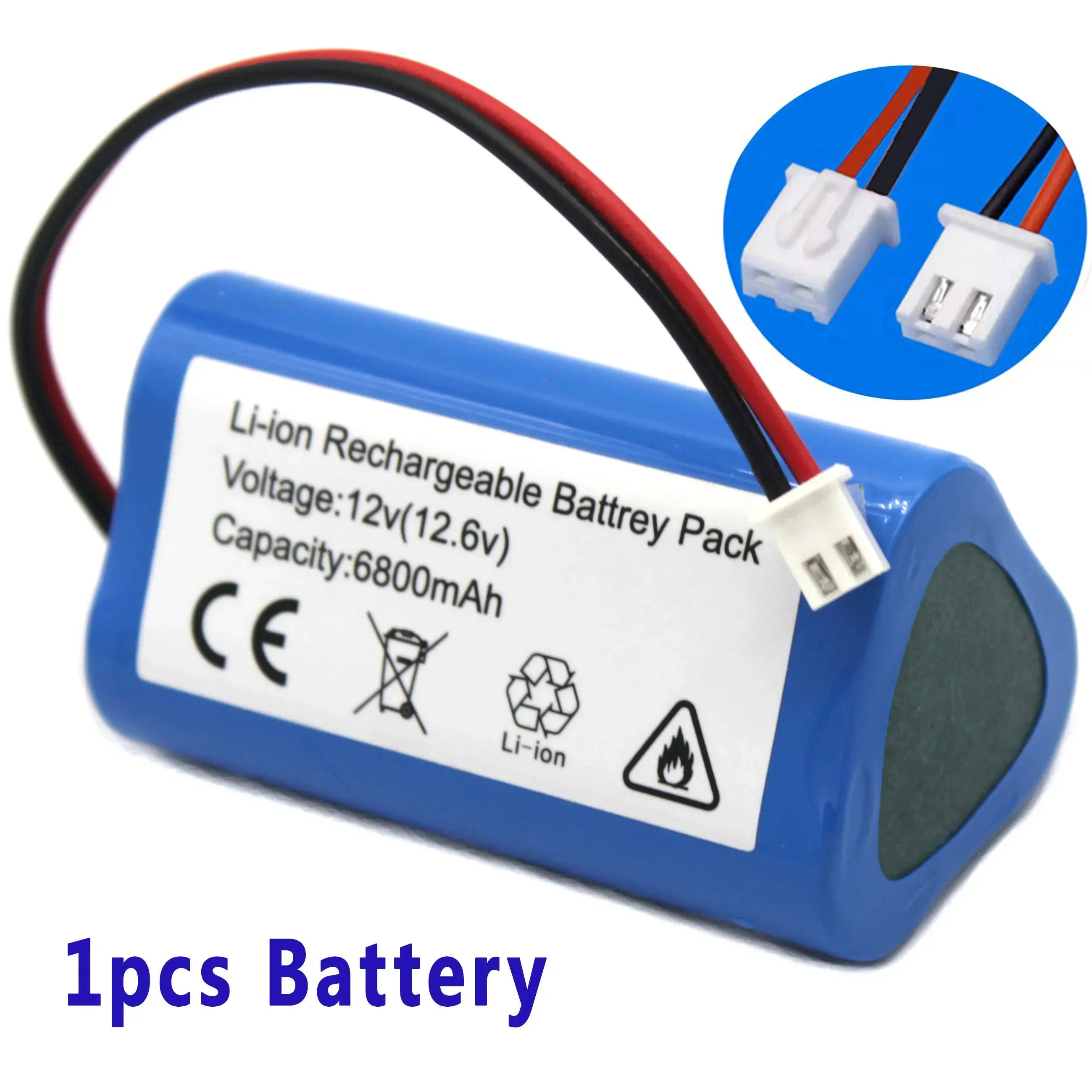 100% New.12V.18650 Paquete de bateria de litio de.3S1P.6800mAh construido em BMS.: Branco