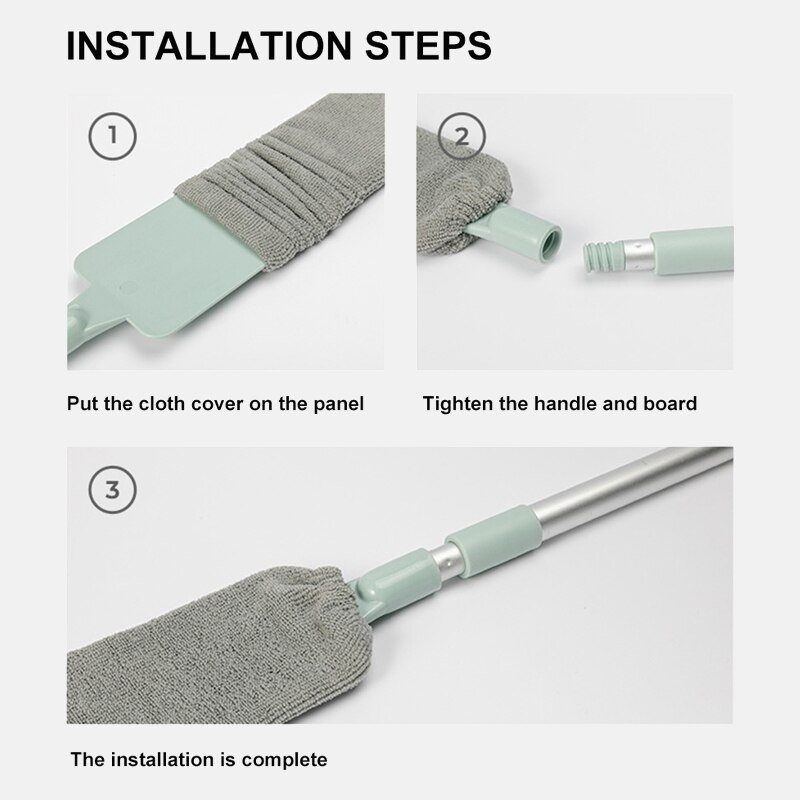 Dust-removing Brush Retractable Flat Dust-removing Dust Brush Removable and Washable Hood Head Wet and Dry Gap Long Handle
