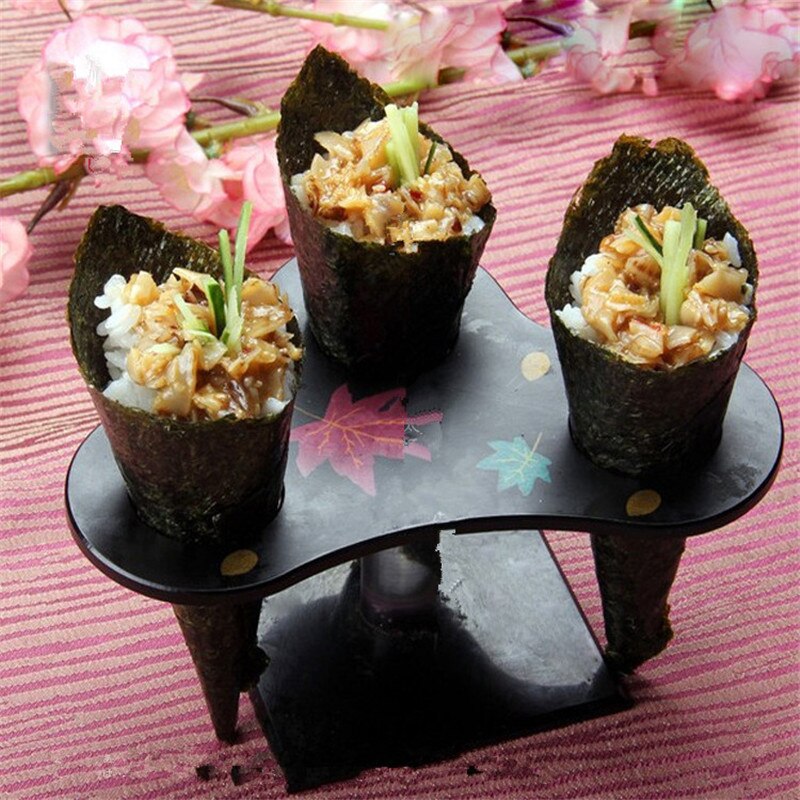 Bambus træ sushi ruller rack udstyr lilla kål rulle sushi hul rack træ service is rack bento tilbehør