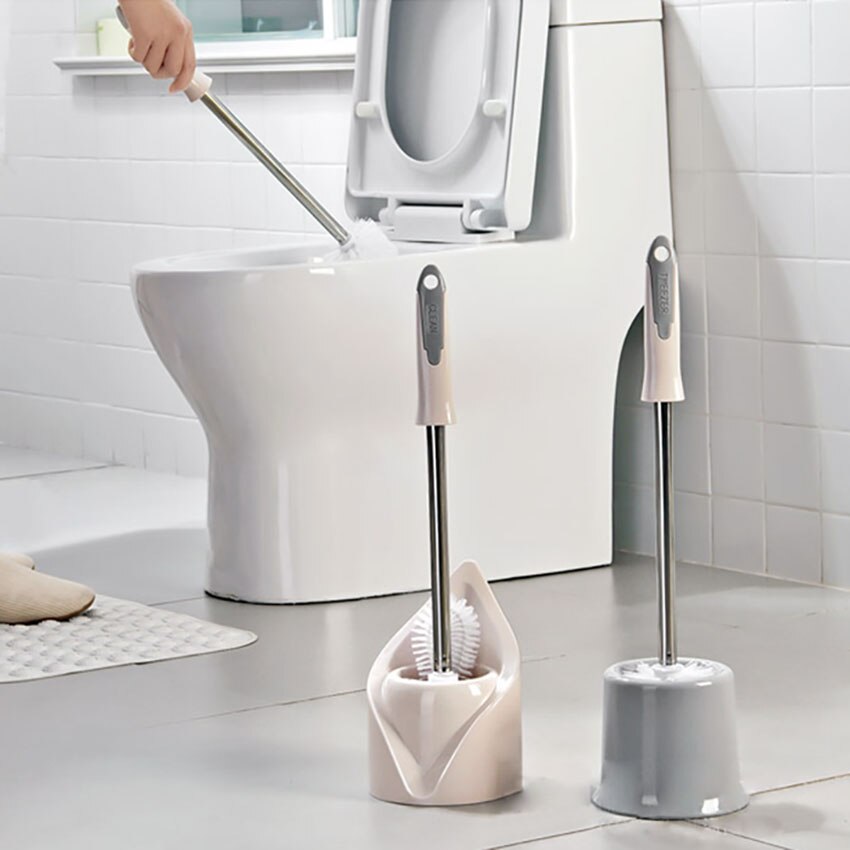Stainless Steel Toilet Brush Holder Set With Base Cleaning Home Bathroom Hardware Kitchen Handheld Tool Cleaner Multi-function