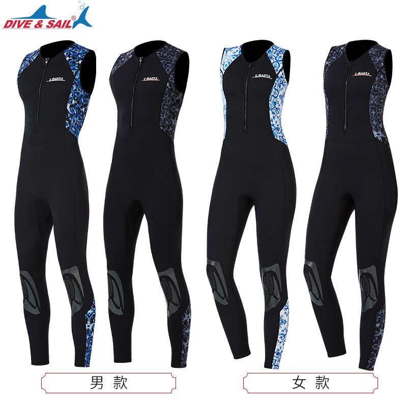 Men Women 1.5mm Sleeveless Neoprene one-piece wetsuit Triathlon Wetsuit Wet Suit Thickness Open Water Swimming Suit Front Zip