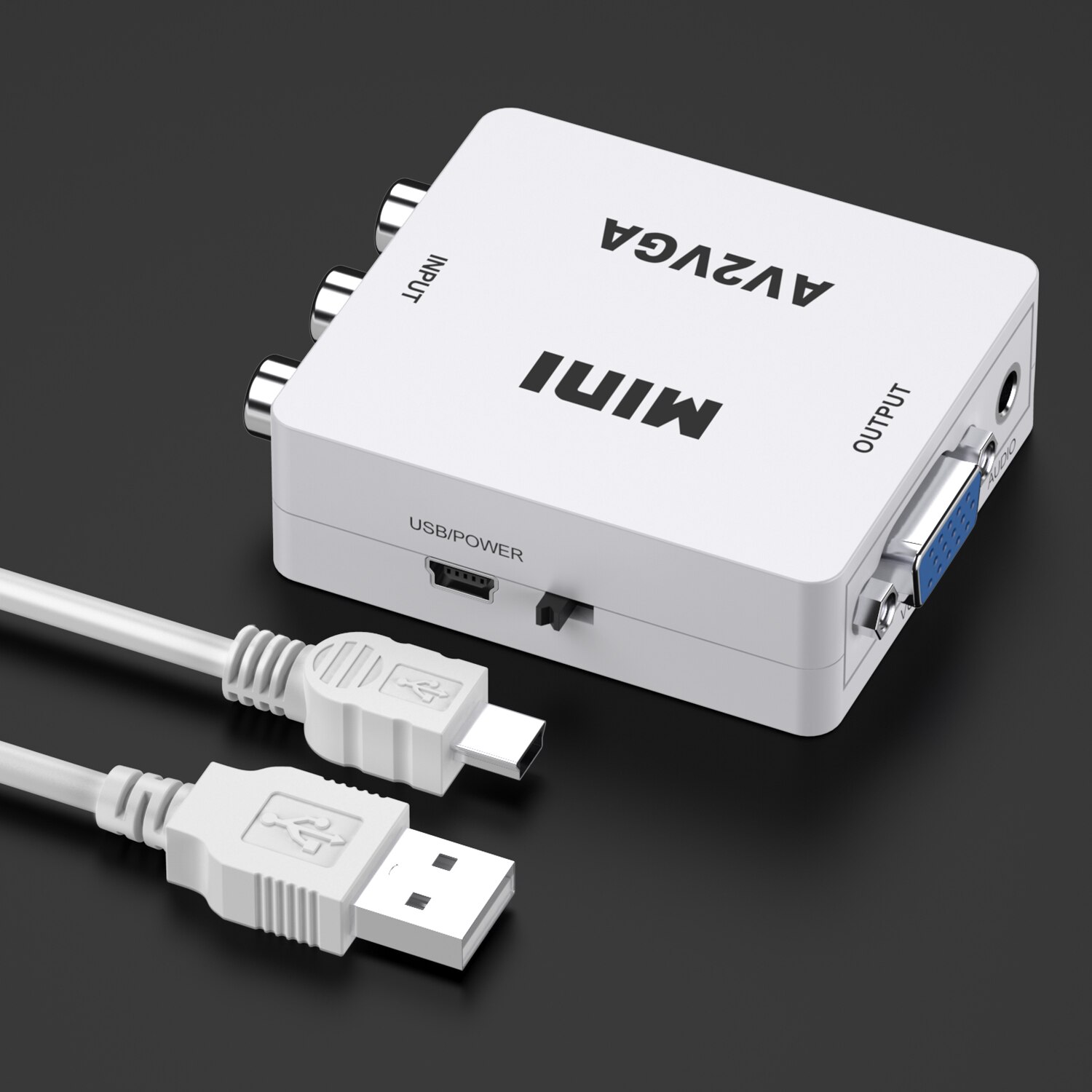 Full Hd 1080P AV2VGA Adapter Av Naar Vga Converter Adapter Ondersteunt Pal Ntsc Met Usb Charge Cable