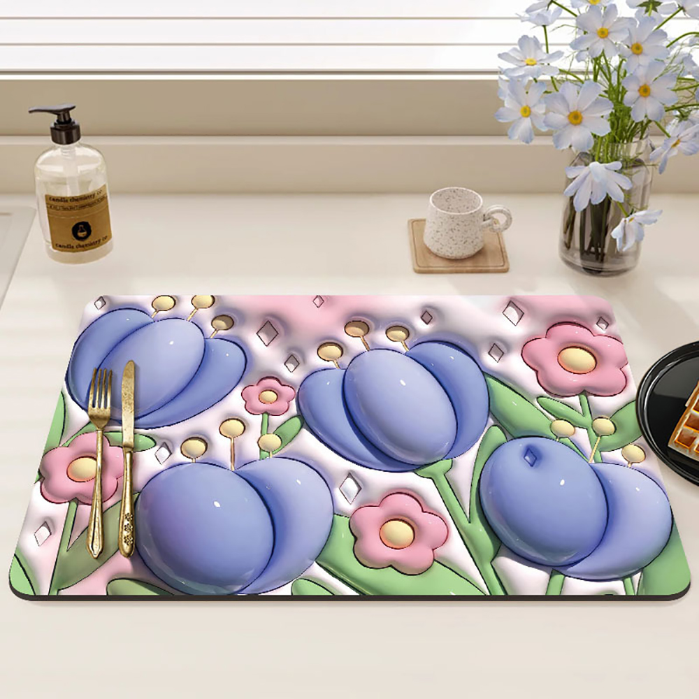 Diatom Mud Mat for Bathroom Cartoon 3D Mats Non-slip Carpets Quick-drying Floor Mats for Bathtub Side Floor Rug Shower Doormat: green