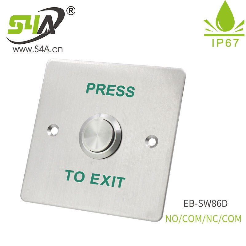 IP67 Waterproof Outdoor Gate Opener Door Lock 1.7mm Thick 304 Stainless Steel Panel Door Exit Button Switch NO NC COM 12V GND: EB-SW86D