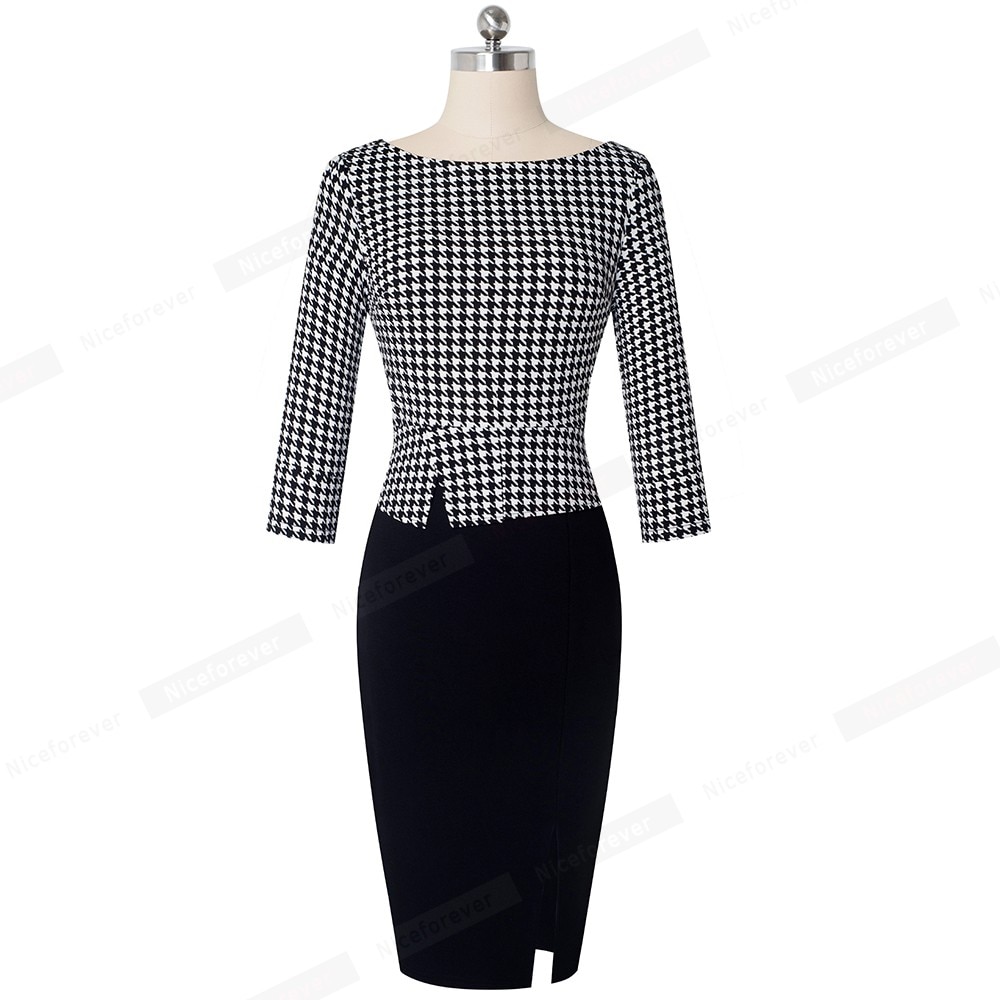 Damen-Kirchenkleid Mit 3/4-Ärmeln - Business Bleistiftkleid Für Büro, Arbeit & Formelle Anlässe