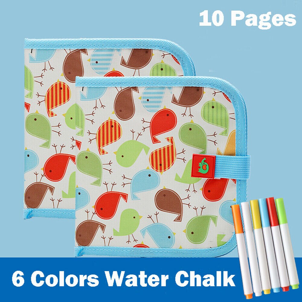 3 stil sletbart magnetisk vand skrivning tegning maleri bog tavle pen doodle legetøj børn: Fugl 10 sider