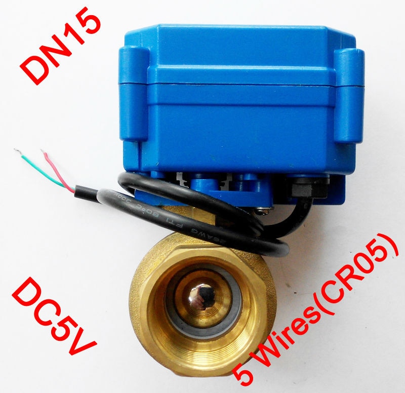 1/2" Automated valve Brass, DC5V Electric motorized valve with 5 wires, DN15 Electric valve for with signal feedback
