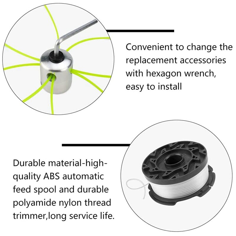 Retail Universal Aluminium Trimmer Head String Nylon Mowing Trimmer Head Spool Head Brushcutter With 2 Roll Strimmer Cord