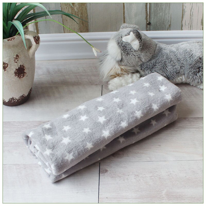 Zachte Huisdier Deken Warm Hond Kat Mat Fleece Pet Puppy Deken Handdoek Kleine Medium Grote Honden Katten Slapen Sofa Cover dierbenodigdheden: Grey stars / 70x50cm