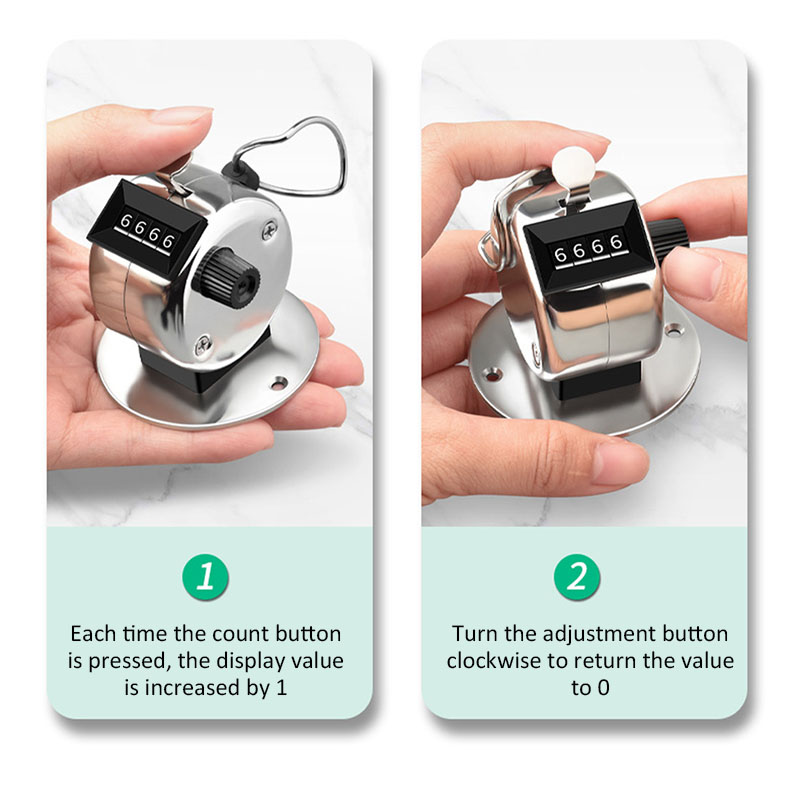 Metal Handle Tally Counter 4-Digit Number Clicker Counter Manual Mechanical Counters Clickers Pitch Counter for Coaching Fishing