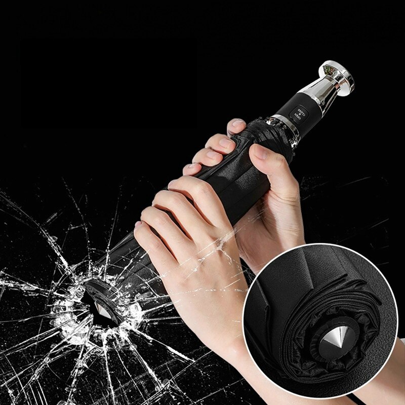 Windproof Double Automatic Folding Umbrella for Car Umbrellas Parasol Car Interior Car Emergency Glass Window Breaker