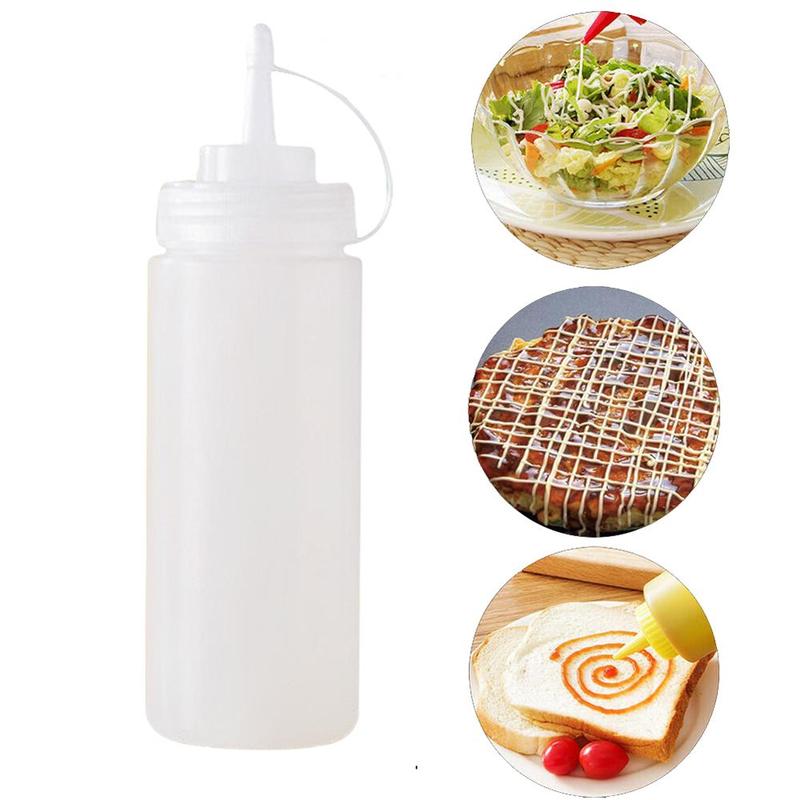 1Pc 240Ml Plastic Saus Knijpfles Pot Squeeze Pot Chocolade Saus Fles Jam Tomaat Salade Fles Knijpfles