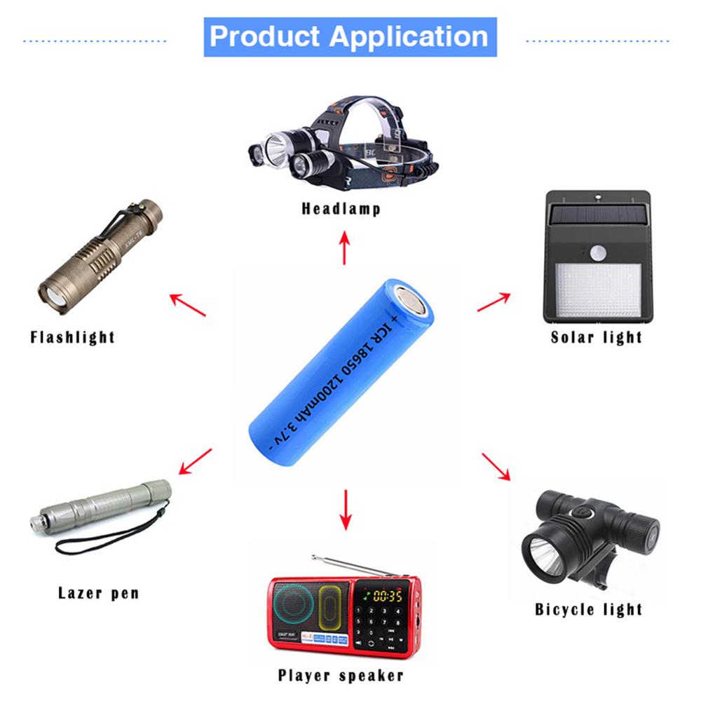 18650 Batterij CR18650 Oplaadbare Batterij 3.7V 1200mAh Li ion Batterij Cel voor DIY Power Tools Batterij Zaklamp Fakkel speelgoed