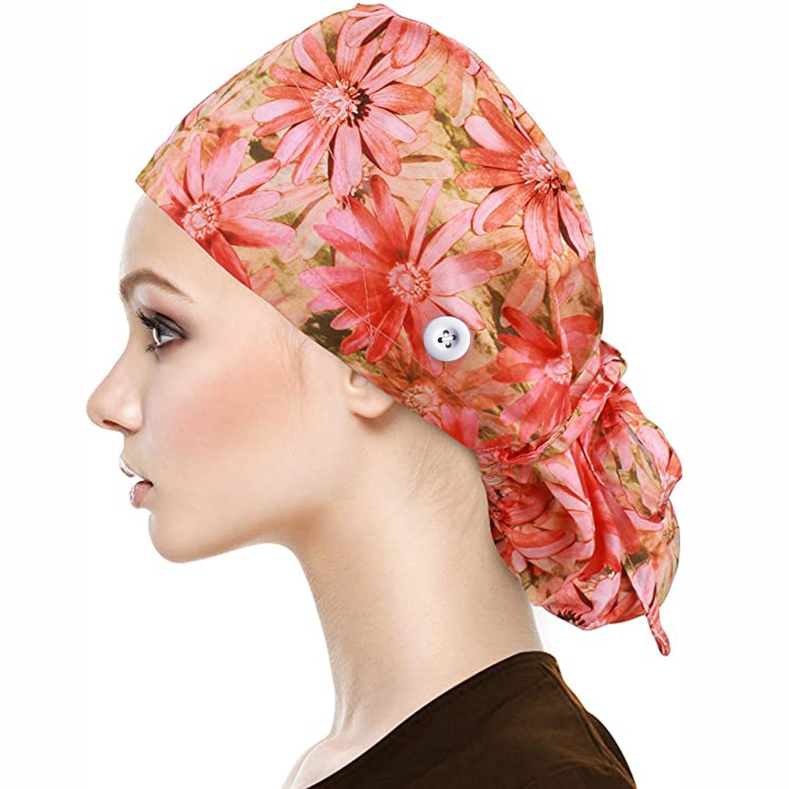 Printed Hats Scrubs Hats With Button Anti-lear Bandage Adjustable Caps Printing Nursing Caps Scrubs Cap Балаклава: H