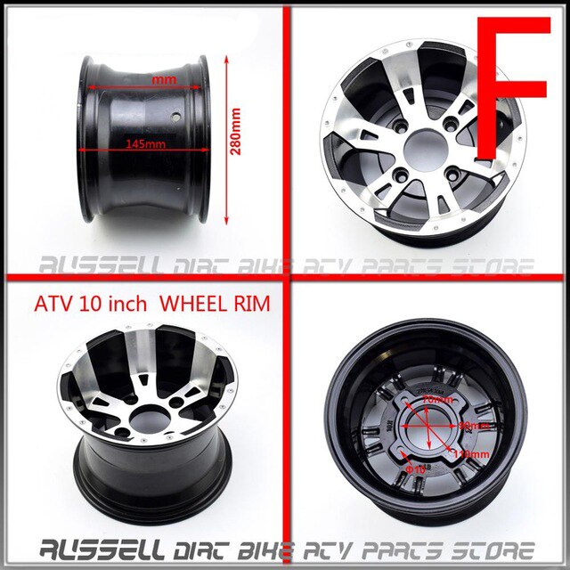 Go kart 10 tuuman mönkijä quad wheel vanne go kart racing golf buggy drift trike off-road 4 wheel  f 21/23 x 7-10 r 20/22 x 10-10 alumiini: 1 kpl edessä 10 tuumaa