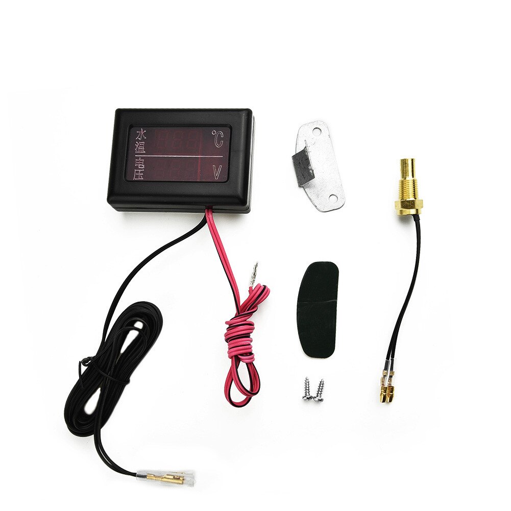 Cable Water Temperature Voltmeter M10 Voltmeter Water Temp Sensor 2 in 1 3-Digit