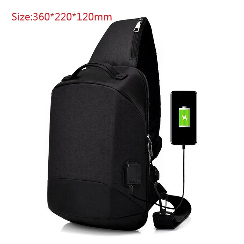 Male Leisure Sling Chest Pack Crossbody Bags for Men Messenger Canvas USB Charging Leather Men's Bags Handbag Shoulder Bags