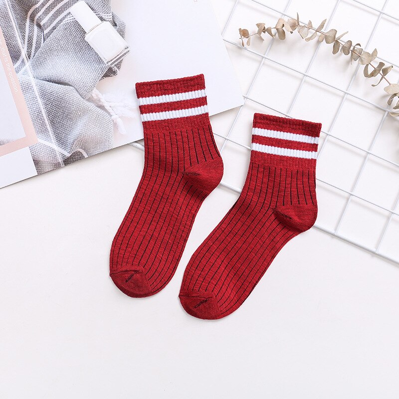 1 Pair Style Cute Women's Casual Stripe Cotton Comfortable Ventilation Korean Edition Cotton Socks: 03